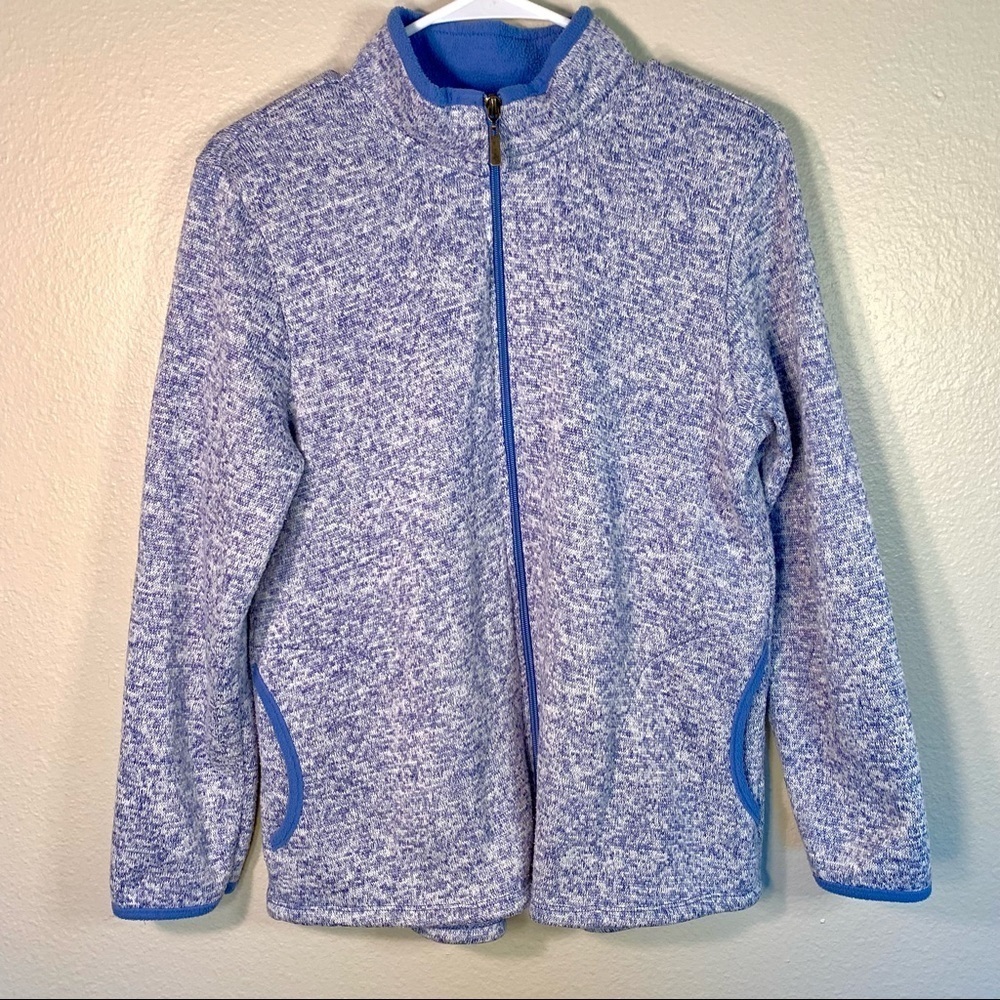 Stan Herman Woman’s Blue Fleece Long Sleeve Full Zip Sweater - Size Medium
